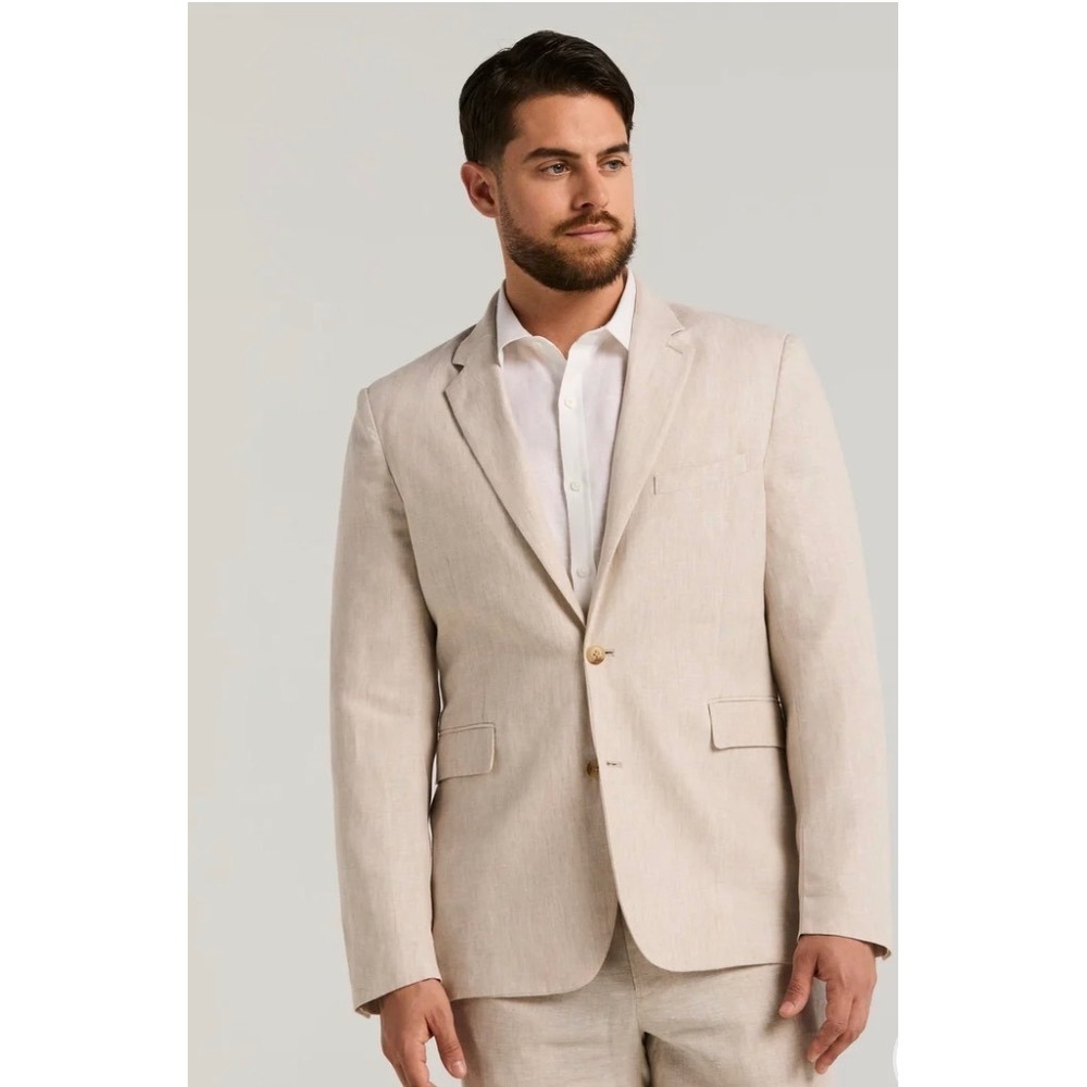 Cubavera Sports Coat Blazer Luxury Tailored Linen Blend Neutral Men's Medium
